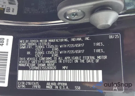 2025 Toyota Sienna Xle from USA, damaged, VIN 5TDYRKEC1SS269020